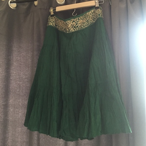 Bcbg Max Azria Green skirt with embellished waist