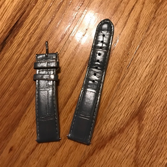 Michele watch 18 deco alligator band. Silver grey