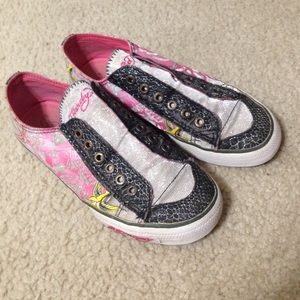 ed hardy sparkly laceless shoes
