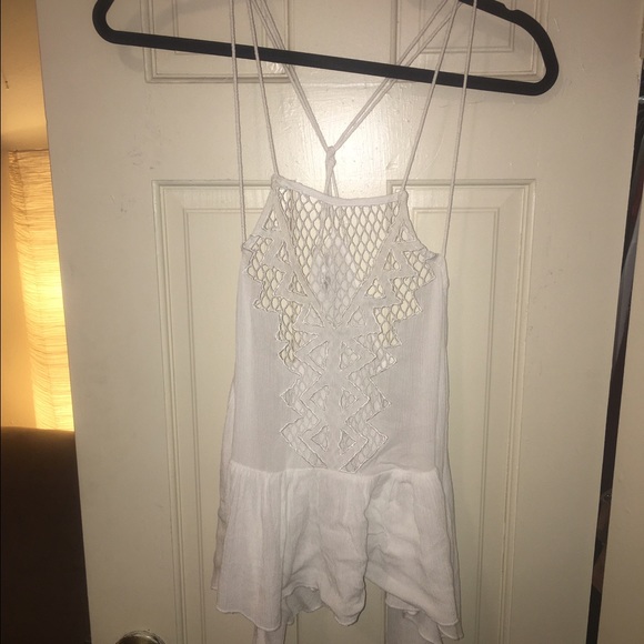 Strappy open back white tank