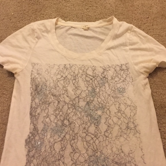 Jcrew light T-shirt, glittery front panel, size xs