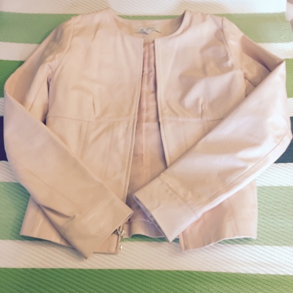 Pink fitted leather jacket