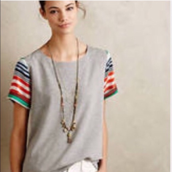 Anthropologie Tops - Porridge Mixed Materials Striped Tee