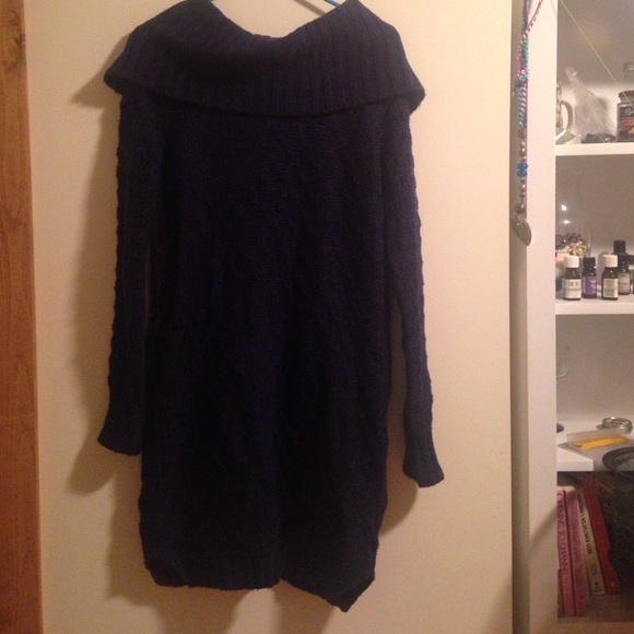 Anthropologie wool blend navy sweater tunic dress