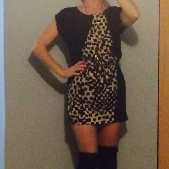 Black & Print Mini Dress