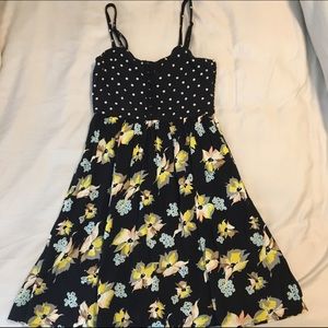 Black floral print sun dress