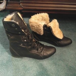 Fur leather boots