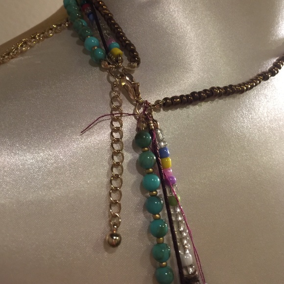 Bohemian Necklace w/4 Strands of Beads & One Clasp - Picture 2 of 4