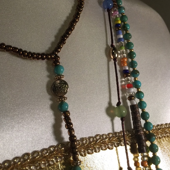 Bohemian Necklace w/4 Strands of Beads & One Clasp - Picture 4 of 4