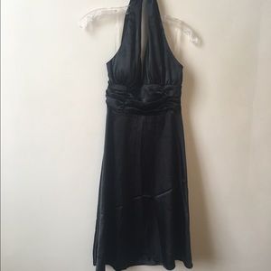 Black Party Dress Halter Neck Size M Silky