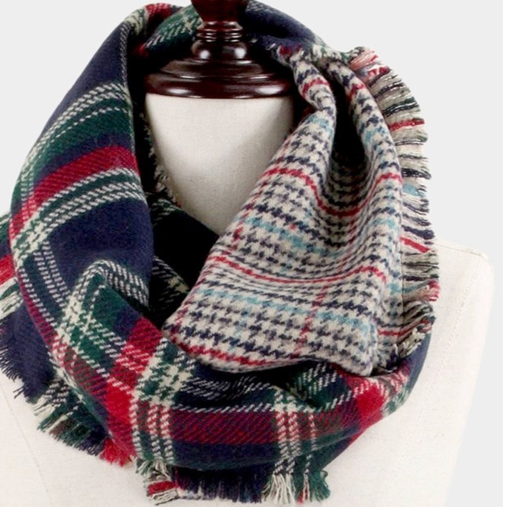 Boutique | Two Toned Blue and Red Infinity Scarf