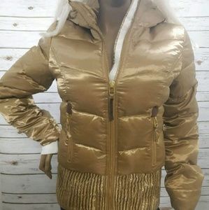 TRUE RELIGION Women's Quilted Puff Gold Down Coat