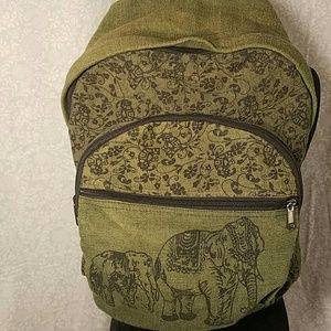 Green Canvas Elephant Backpack