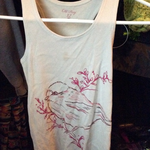 Cream tanktop with bird on front and quote on back