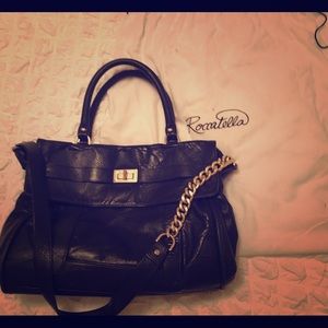 Roccatella black leather handbag