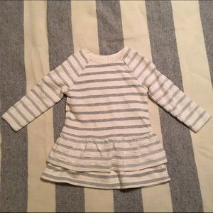 Girls 2T Cream and Gray Striped Dress