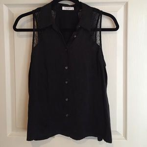 Equipment 'Mina' Sleeveless Lace Silk Top Black XS
