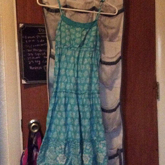 Long blue patterned children's dress