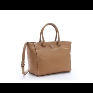 Authentic Prada Calfskin Topstitched Tote Bag