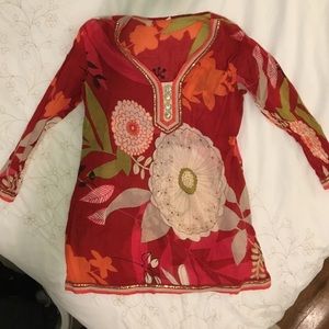 Calypso floral sequin tunic