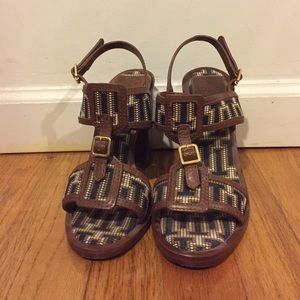 Tory Burch T Pattern Wood Heels