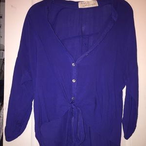 Vintage Havana blue button down with tie top