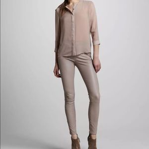 J Brand Light Grey Tan Leather Pant Jean 24/0/XS