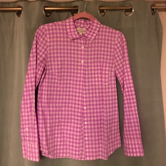 J Crew Purple check Boy fit button down