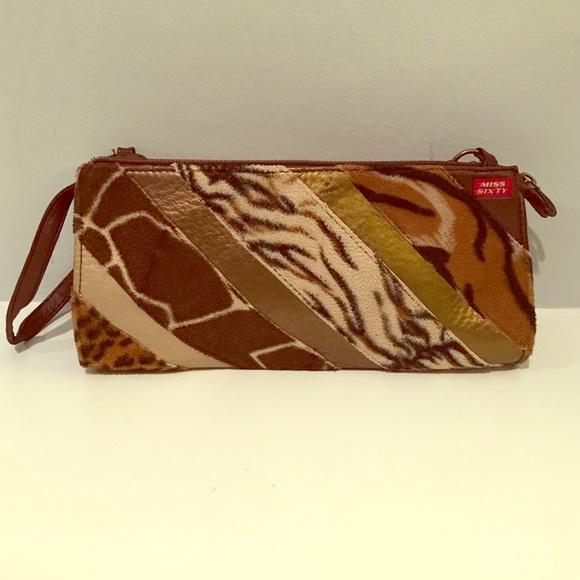 Vintage Miss Sixty animal print clutch.