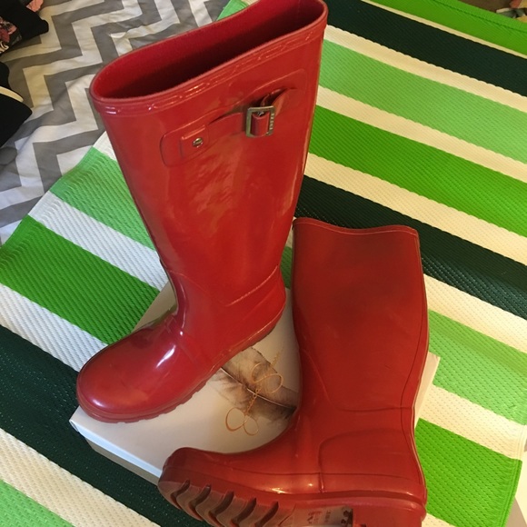 Red rain boots