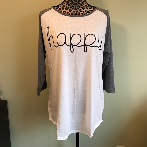 SALE!😄🆕HAPPY White and gray T-Shirt - Picture 2 of 3