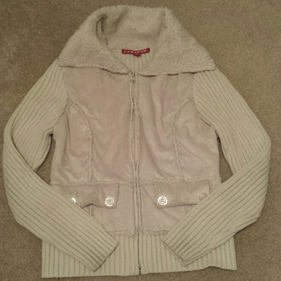 Warm Cable Knit & Faux Suede Zip up Jacket S - Picture 2 of 3