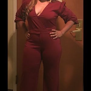 WORN once jumpsuit with plunge neckline