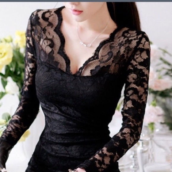 Sexy V-neck low-cut Long Sleeve Evening Party Cock