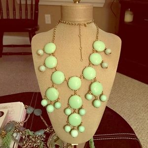 J. Crew bubble disc bib necklace mint green