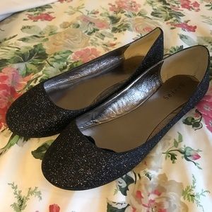 Black glitter flats
