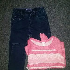 Girls skinny jeans and top