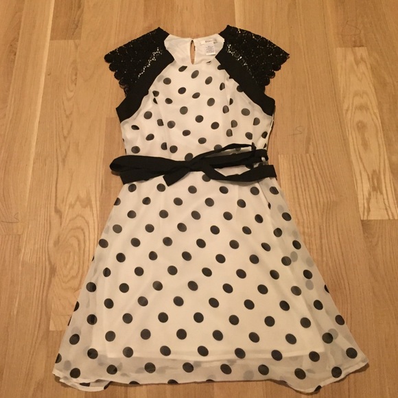 White and black polka dot dress