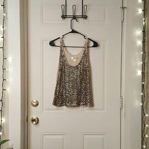 Sparkly Gold Sequined Swing Tank. Size Medium.