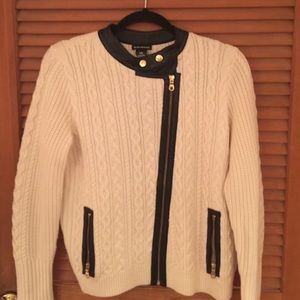Club Monaco white and leather sweater