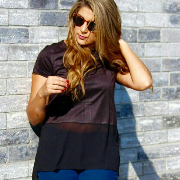 Doe and rae Tops - Fall - Black faux suede top
