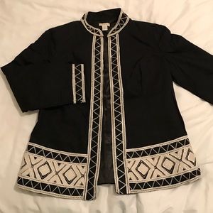 Black standing collar embroidered jacket
