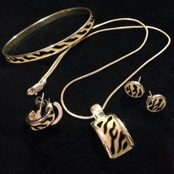 Sterling Silver Black/White Zebra 5 PC Set