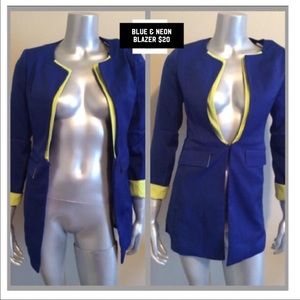 Blue & Neon Yellow Blazer