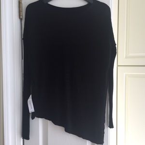 Eileen fisher black Tencel asymmetric hem sweater