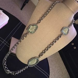 LOFT metal dual chain blue glass necklace