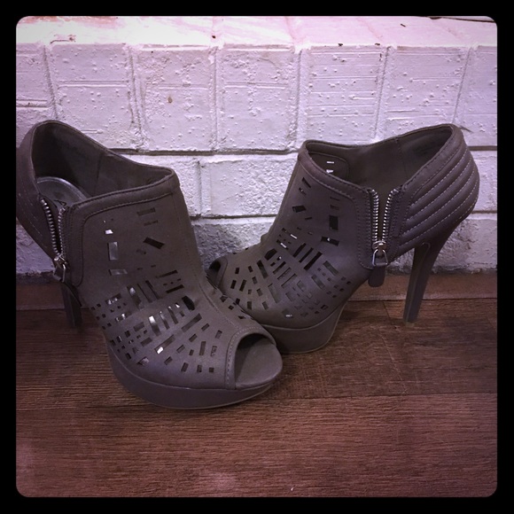 Gray Peep Toe Booties