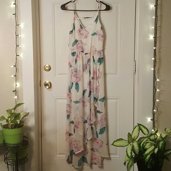 Floral Print Watercolor Hi-Lo Maxi Dress. Sz. S.