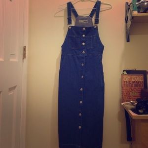 Topshop MOTO Vintage Wash Midi Pinafore Dress