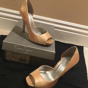 Jessica Simpson Croc Print Beige and Gold